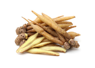 Finger root and half isolated on white background,White Krachai,herb.