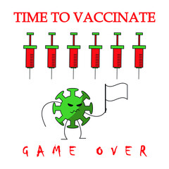 Vaccination appeal poster, aggressive and vivid, fighting the virus.