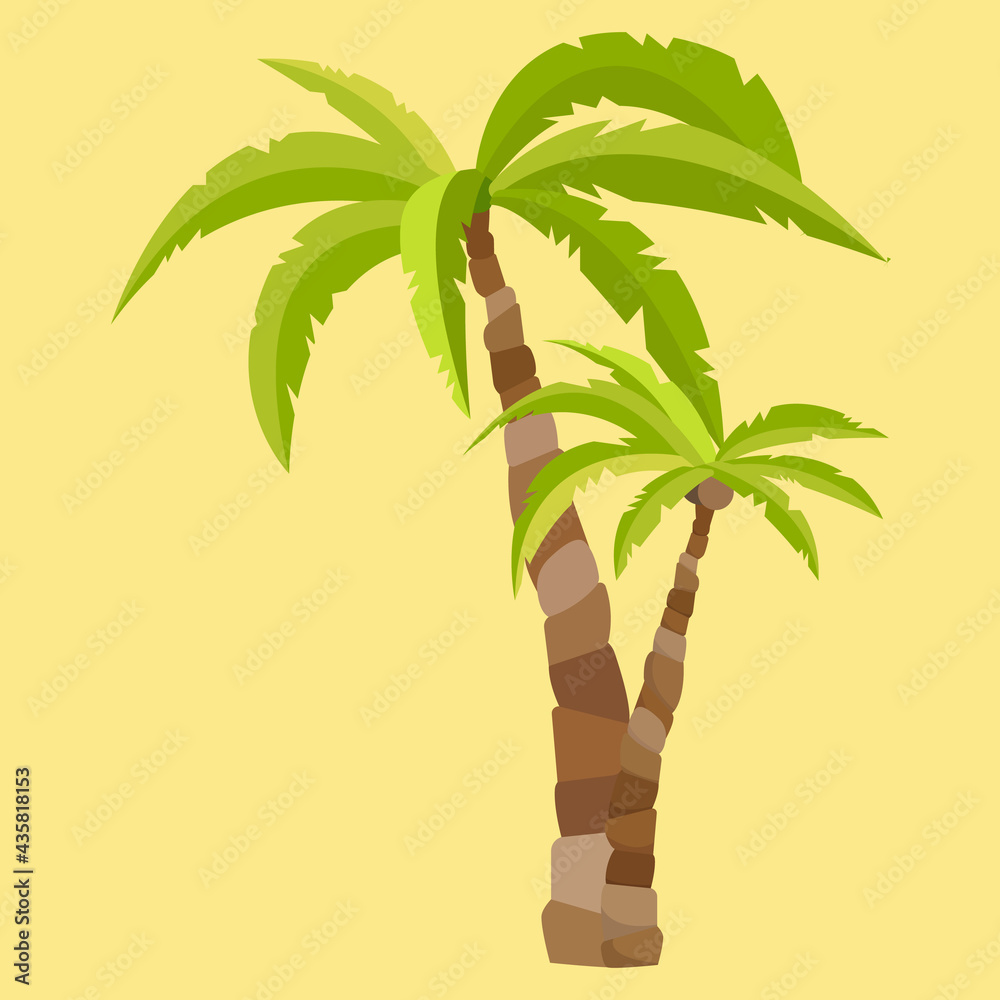 Wall mural vector illustration of two palm trees and travel