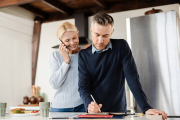 Couple wife and husband having breakfast