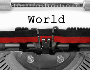 World text writen with an old vintage typewriter