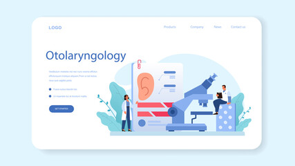 Otorhinolaryngologist web banner or landing page. Healthcare concept