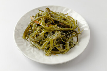 Seaweed stems on a white background