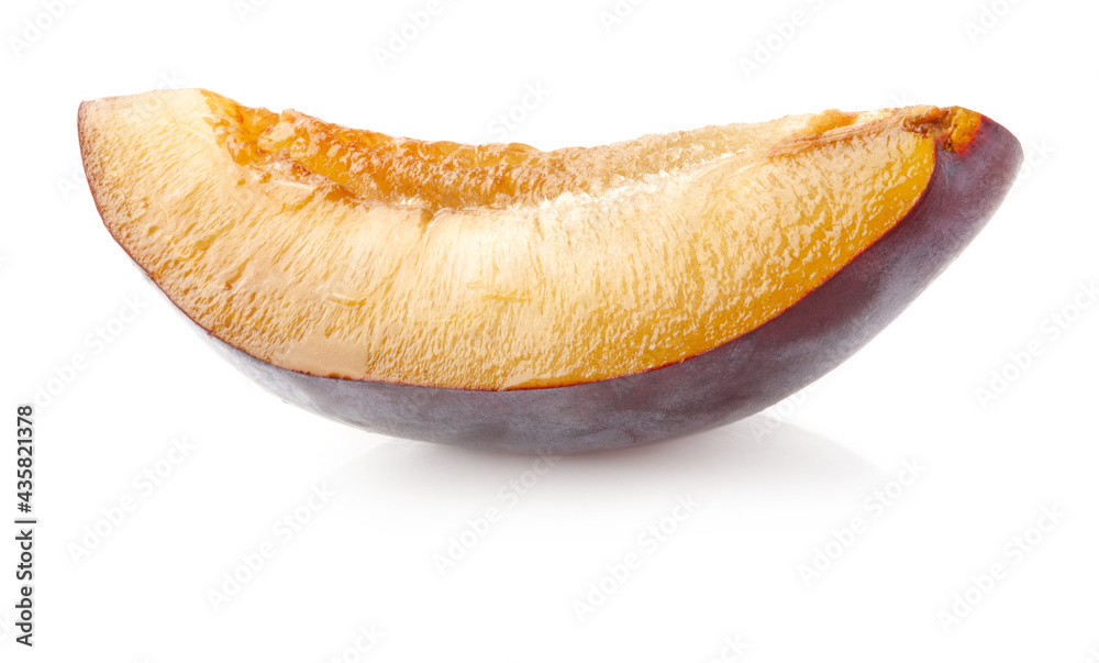 Wall mural plum slice isolated on white background