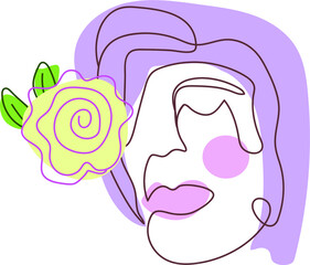 ART LINE WOMAN'S HEAD WITH FLOWER