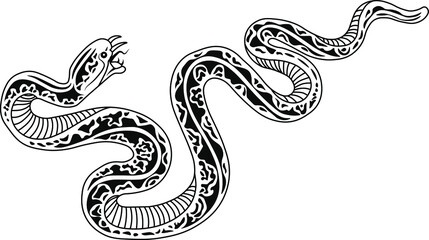 Tattoo snake vectore line illustration 