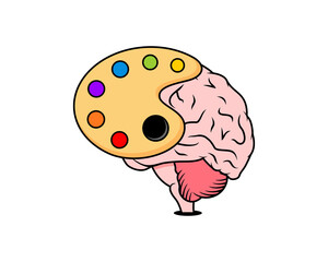 Color palette on the human brain vector illustration