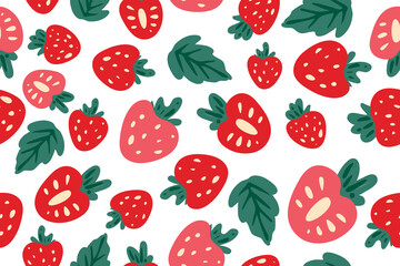 Seamless pattern of strawberry, vector, color