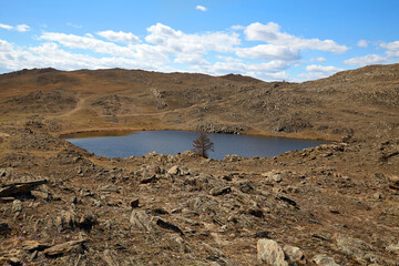 Beautiful view of the heart-shaped Lake Nuku-Nur in spring