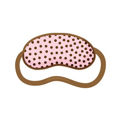 Sleeping mask vector ikon. Sleeping night eye accessory blindfold relax in traveling illustration. Nighty sleepy face protection asleep flat cartoon isolated on white for poster, sticker, cards