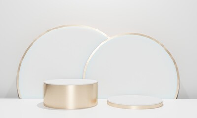 Scene with podium for mock up presentation in minimalism style with copy space, 3d render abstract background