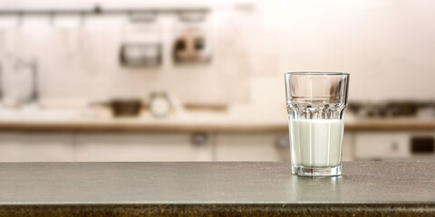 Ice of milk and kitchen interior 