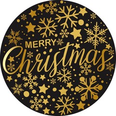 Golden Merry Christmas celebration card. Vector illustration.