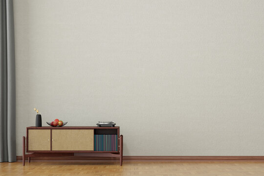 Kommode im Wohnzimmer als Poster Mock-Up Template