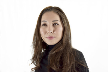 Naklejka premium Asian woman on isolated white background