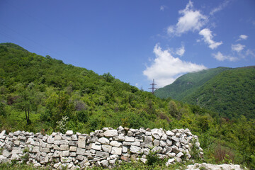 mountain landscape, Bzyb fortress in Abkhazia