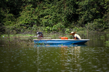 Fototapeta na wymiar Fisherman on a boat