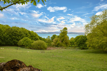 Douarnenez. La baie vue depuis les Plomarc'h. Finistère. Bretagne	