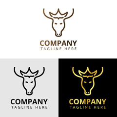 Bull King Logo Line Art Monogram Logos