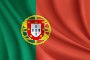 Portugal flag realistic illustration. wavy flag