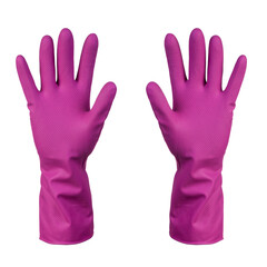 Pink latex gloves isolated on white