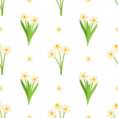 seamless pattern of blossoming fragrant daffodils. vector illustration