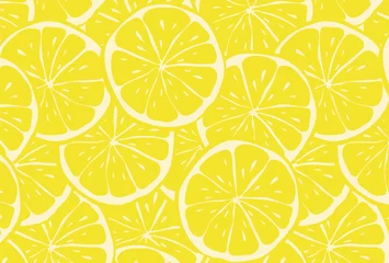 Fotobehang naadloos patroon met citroenen voor banners, kaarten, flyers, social media wallpapers, enz. © mar_mite_