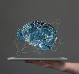 Wired brain illustration - next step to artificial intelligence