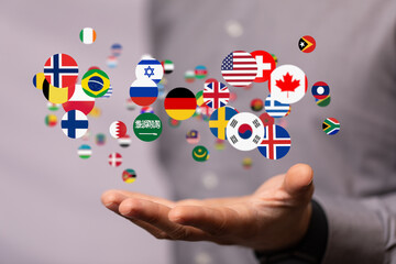 international counties flags - 3D realistic.