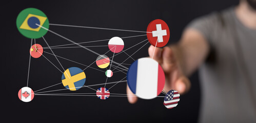 international counties flags - 3D realistic.