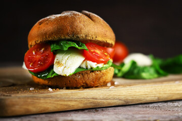 Healthy mozzarella sandwich. Healthy food. Diet sandwich.