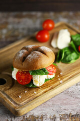 Healthy mozzarella sandwich. Healthy food. Diet sandwich.