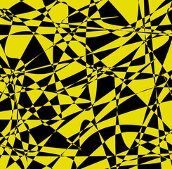 Abstract background of yellow and black chaotic shapes and lines