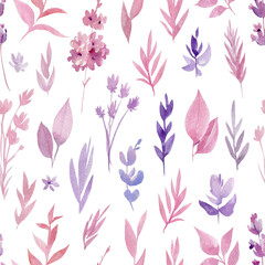 Seamless pattern, flower background, watercolor drawing, abstract painting