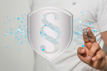 Businessman using 3D rendering digital paragraph law symbol