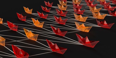 Obraz premium Management concept with origami boats.