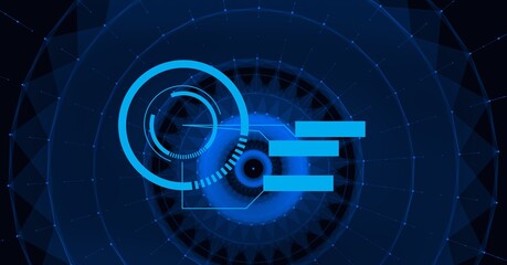 Composition of blue scope scanning over blue circles