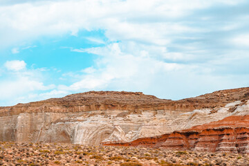Awesome natural landscape with red rocks on the border of Arizona and Utah, USA