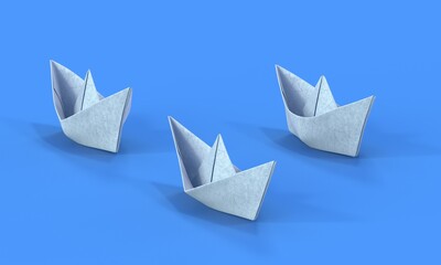 Management concept with origami boats.