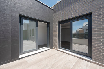 Sliding glass doors to the attic apartment