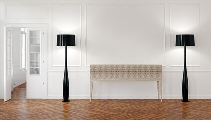 Illustration 3D rendering large luxury modern bright interiors Living room mockup computer digitally generated image