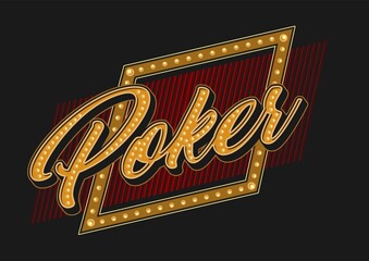Poker shiny signboard colorful concept