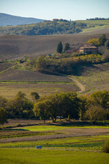 landscape with agricultural field and hills