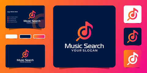 music search logos and business card templates