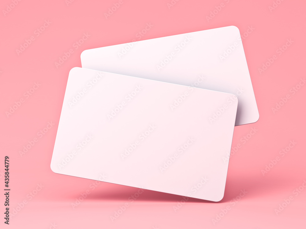 Aufkleber blank white business cards isolated on pink pastel color background with shadow minimal concept 3d r