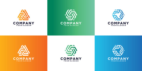 geometric monogram logo collection, logos can be used for business, branding, identity, corporate, company.