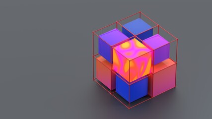 minimal abstract composition cube geometric 3d render