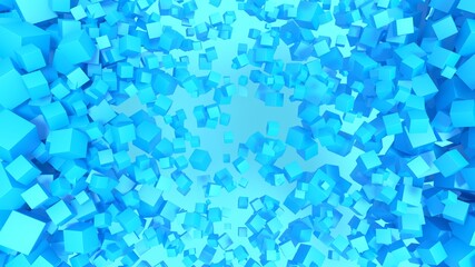 background composition minimalistic focus cubes geometric blur blue style 3d render	