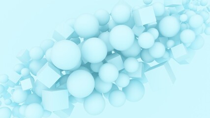 background composition minimalistic focus spheres geometric blur blue style 3d render	