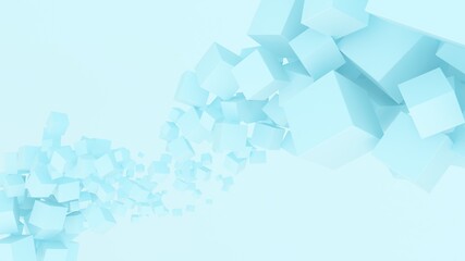 background composition minimalistic focus cubes geometric blur blue style 3d render	